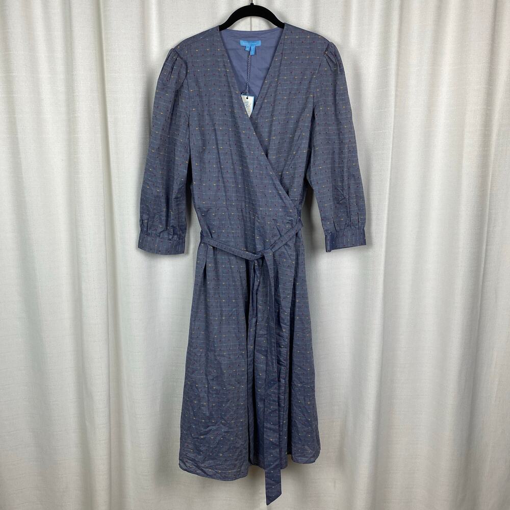 Draper James Embroidered Dot Chambray Wrap Dress Sz.12 NWT - Picture 5 of 16